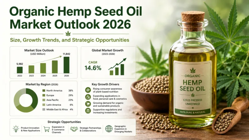 Perspectives Du Marché De L’Huile De Graines De Chanvre Biologique 2026 : Taille, Tendances De Croissance Et Opportunités Stratégiques Organic Hemp Seed Oil Market Outlook 2026 Size, Growth Trends, And Strategic Opportunities