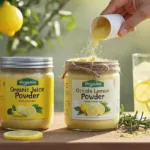 Poudre de jus de citron biologique et poudre de citron : acidulée, polyvalente et pure—votre dose quotidienne de soleil en pot