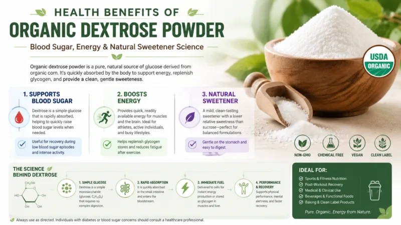 Avantages Pour La Santé Du Dextrose Biologique En Poudre : Glycémie, Énergie Et Science Des Édulcorants Naturels Health Benefits Of Organic Dextrose Powder Blood Sugar, Energy &Amp; Natural Sweetener Science