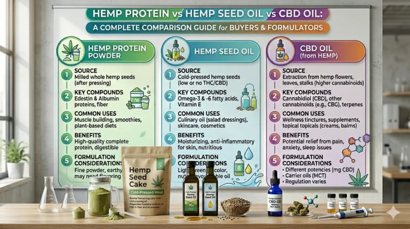 Protéine De Chanvre Vs Huile De Graines De Chanvre Vs Huile De Cbd : Guide Complet De Comparaison Pour Acheteurs Et Formulateurs Hemp Protein Vs Hemp Seed Oil Vs Cbd Oil A Complete Comparison Guide For Buyers &Amp; Formulators