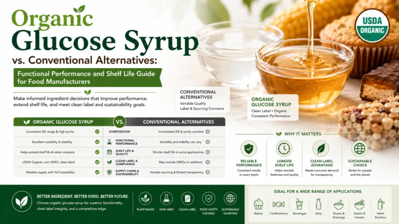 Sirop De Glucose Biologique Vs Sirops Conventionnels – Guide De Performance Fonctionnelle Et De Durée De Conservation Organic Glucose Syrup Vs. Conventional Syrups: Functional Performance And Shelf Life Guide