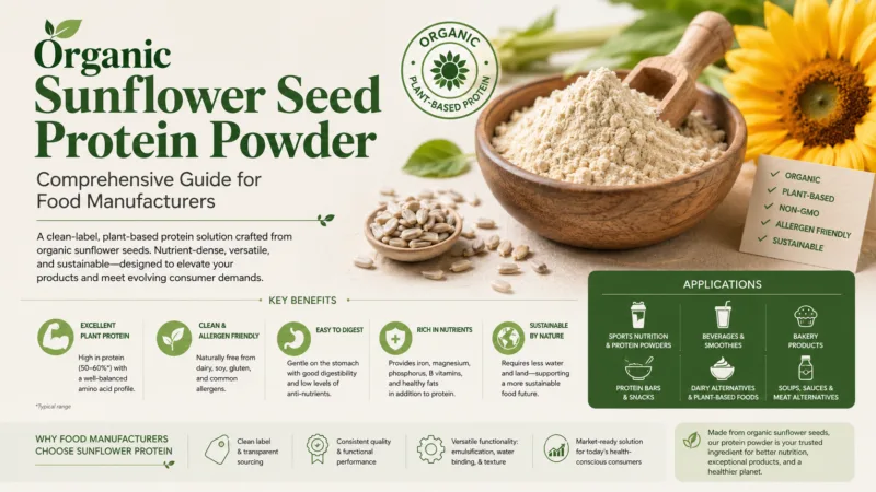 Poudre De Protéine De Graines De Tournesol Biologique : Guide Complet Pour Les Fabricants De Produits Alimentaires Organic Sunflower Seed Protein Powder Comprehensive Guide For Food Manufacturers